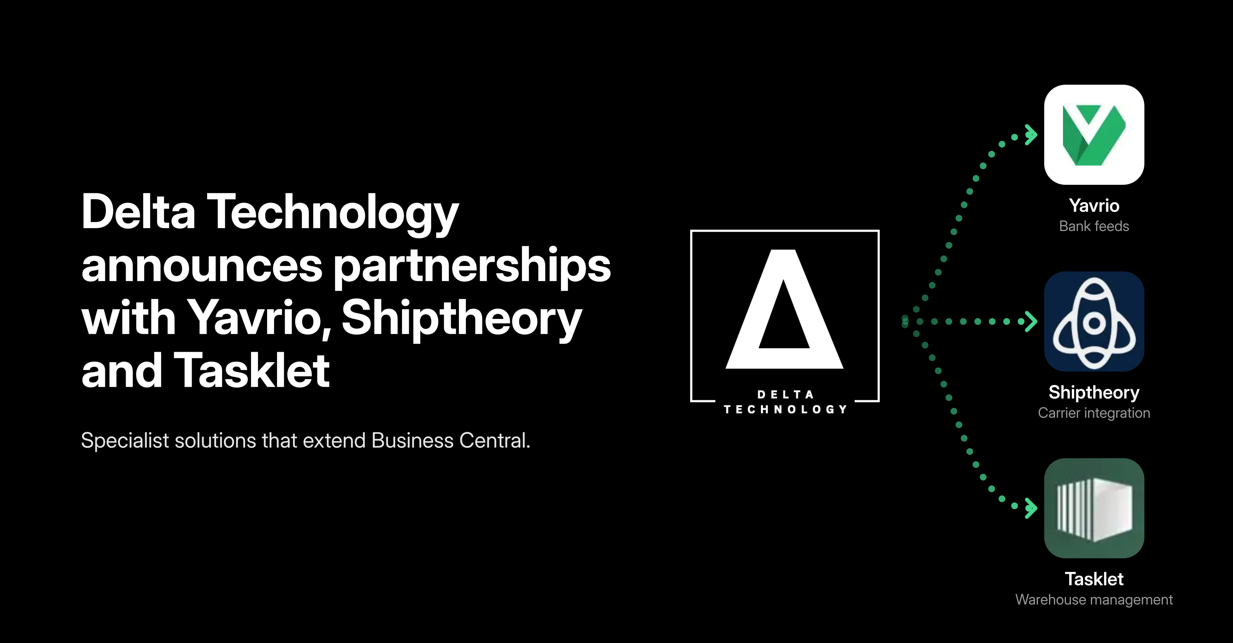 Delta Technology announces partnerships with Yavrio, Shiptheory and Tasklet